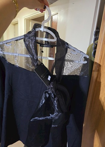 Siyah Gotik Drapeli Uzun Kollu Bluz - Görsel 5