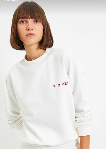 Beyaz Oversize Kadın Sweatshirt