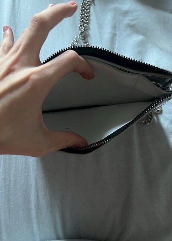 Gri Deri Zincir Detaylı Bohem Kadın Çanta zara - Görsel 2