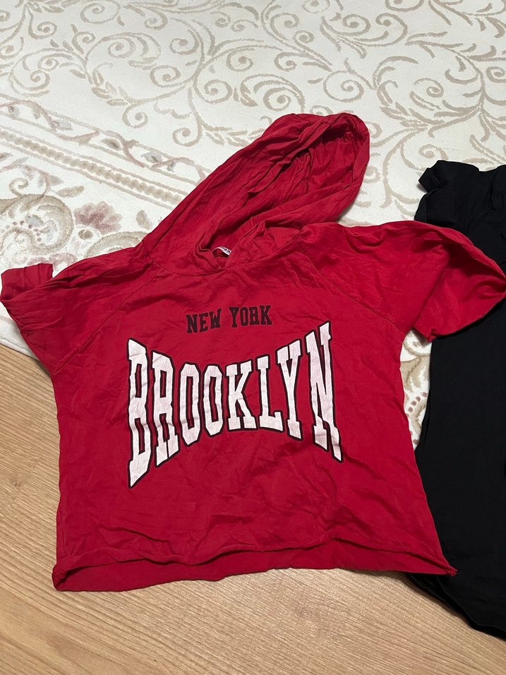 Kırmızı Kadın Mini Uzun Kollu Tişört - Görsel 2