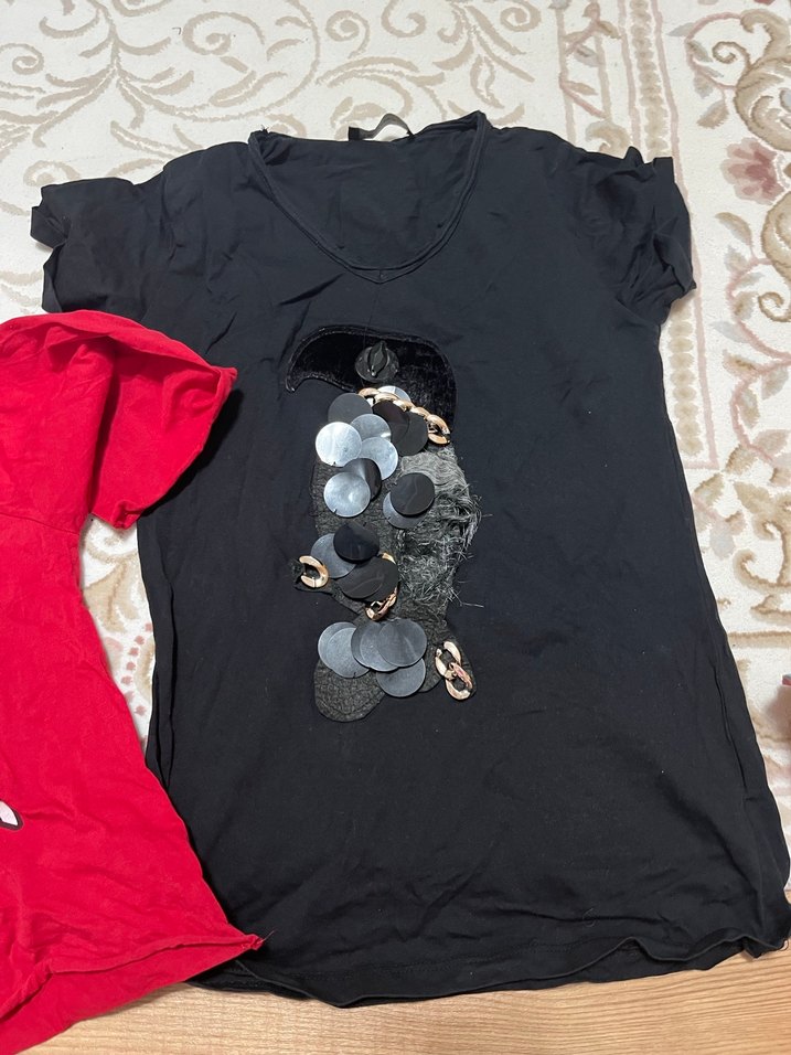 Kırmızı Kadın Mini Uzun Kollu Tişört - Görsel 3