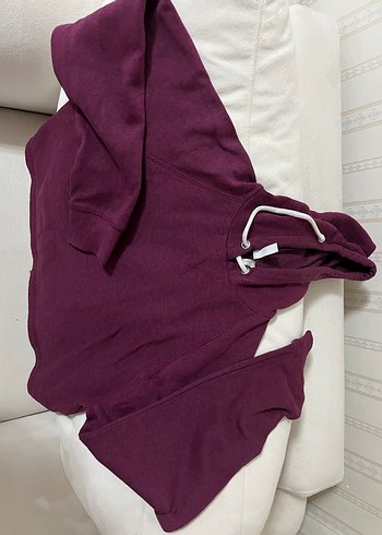 Bordo Kapüşonlu Kadın Sweatshirt - Görsel 3