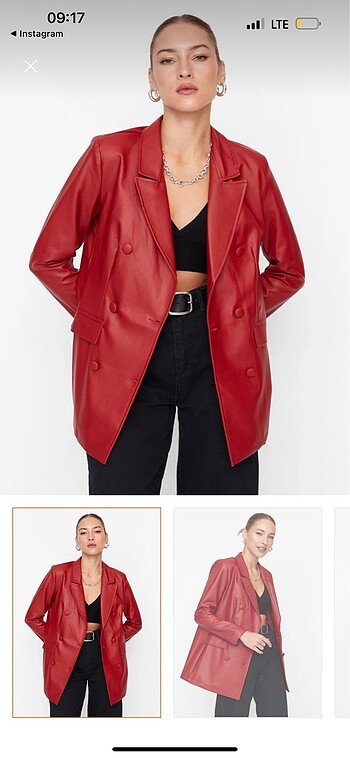 Kırmızı deri blazer ceket yeni ürün