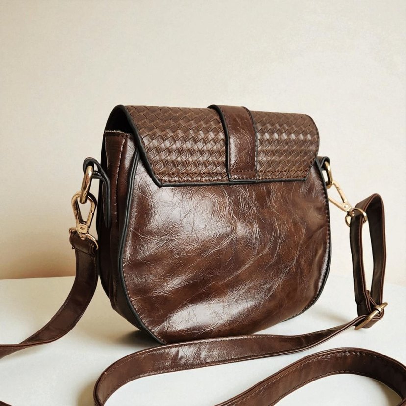 Kahverengi Deri Kadın Omuz Çantası - Görsel 2