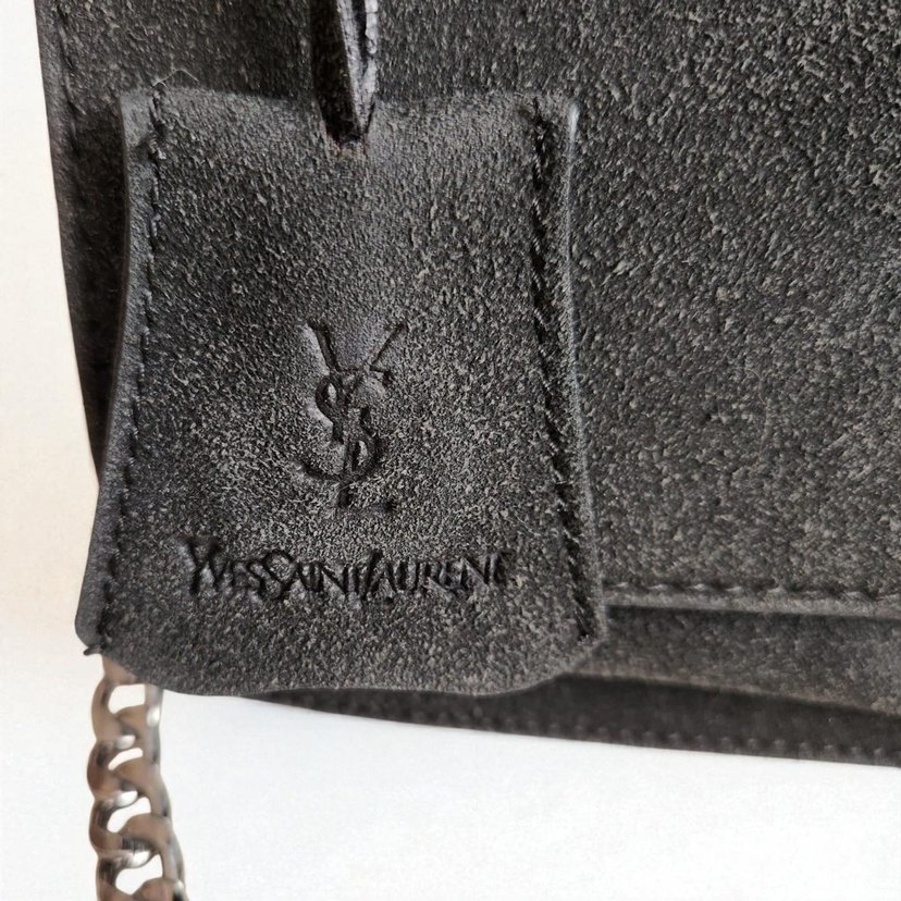 Siyah Zincir Detaylı Süet Kadın Çanta - Görsel 3