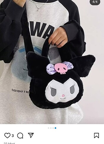 Sanrio kuromi Kawai peluş çanta