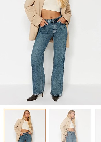 Kadın Regular Fit Mavi Denim Pantolon