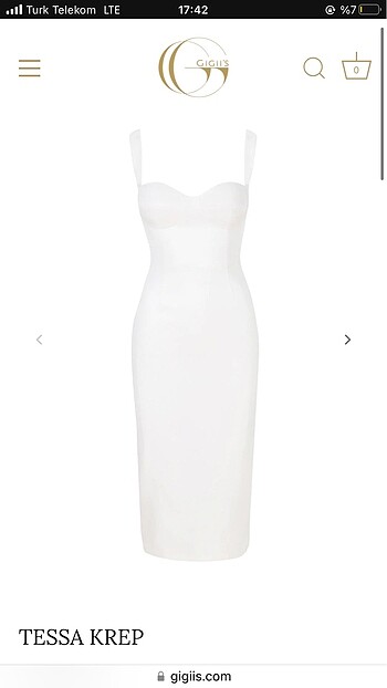 Tessa beyaz krep elbise
