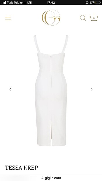 Gigii's Tessa beyaz krep elbise