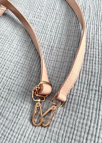 Bej E Deri çanta askısı - Görsel 2