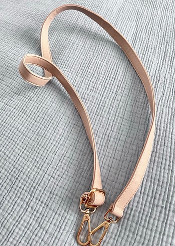Bej E Deri çanta askısı - Görsel 3