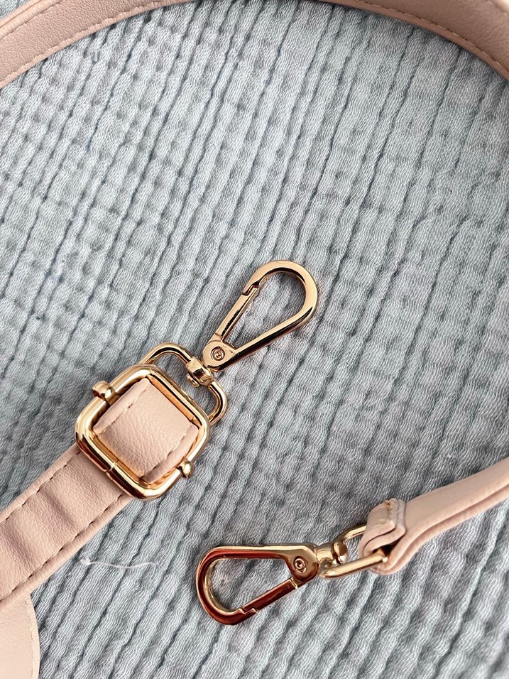 Bej E Deri çanta askısı - Görsel 4