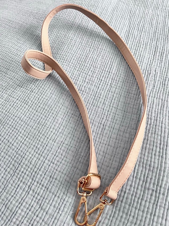 Bej E Deri çanta askısı - Görsel 3