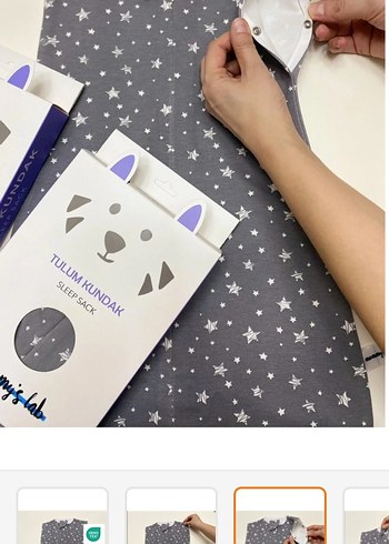 Gri Yıldız Desenli Bebek Kundak - Görsel 5