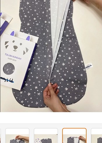 Gri Yıldız Desenli Bebek Kundak - Görsel 4