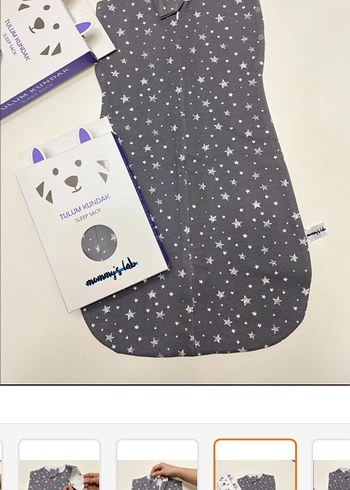 Gri Yıldız Desenli Bebek Kundak - Görsel 2