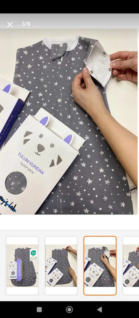 Gri Yıldız Desenli Bebek Kundak - Görsel 5