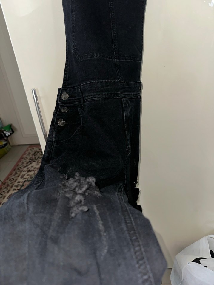 Erkek Siyah Street Wear Askılı Pantolon - Görsel 3