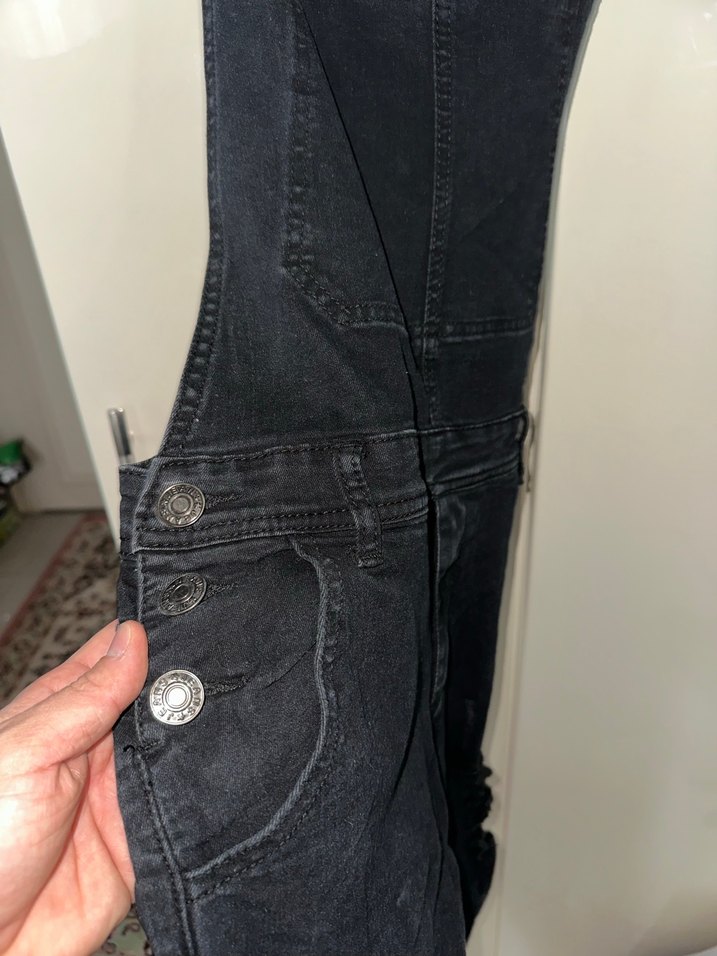 Erkek Siyah Street Wear Askılı Pantolon - Görsel 4