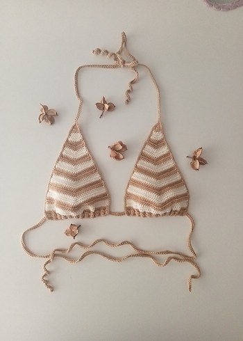 Bej Bohem Mini Bikini Üstü