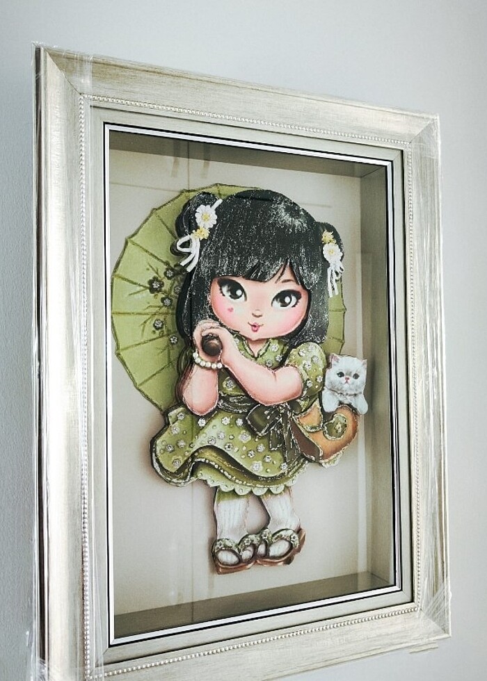 Kağıt Rölyef Kız Çocuğu Tablosu  - Görsel 2