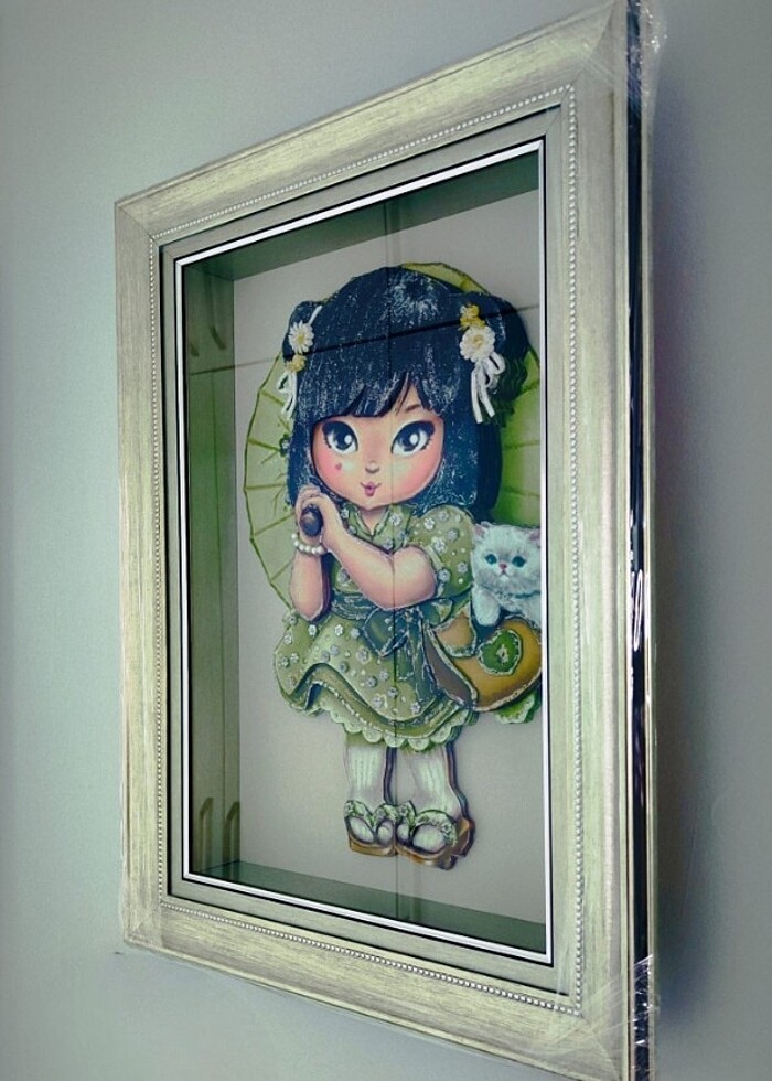 Kağıt Rölyef Kız Çocuğu Tablosu  - Görsel 3