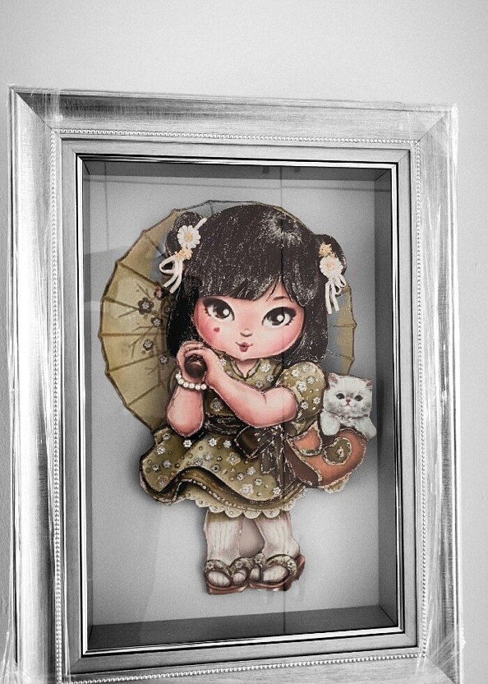 Kağıt Rölyef Kız Çocuğu Tablosu  - Görsel 4