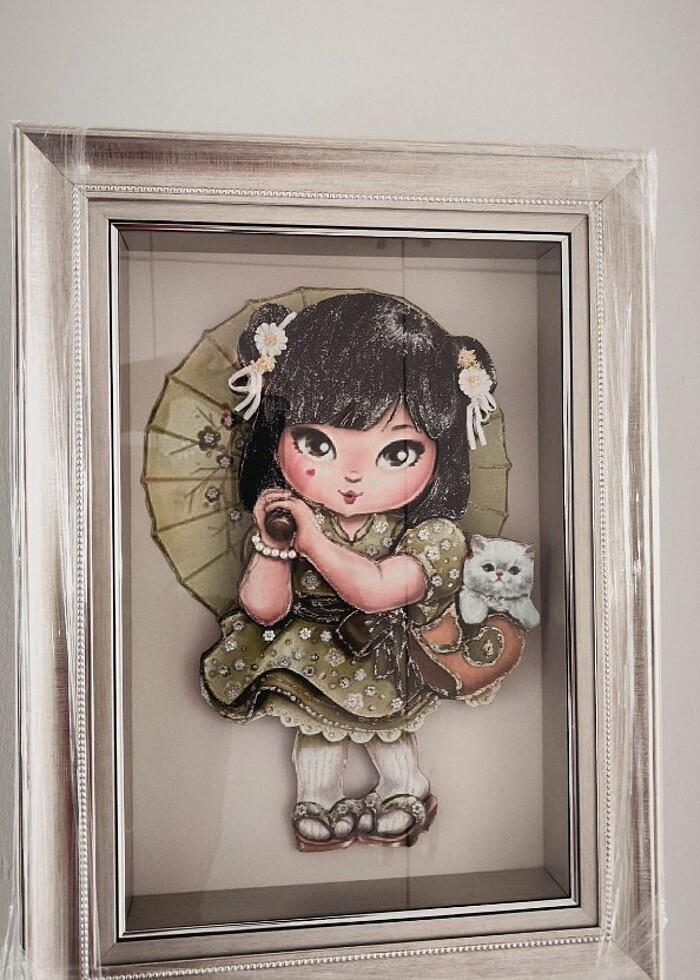 Kağıt Rölyef Kız Çocuğu Tablosu  - Görsel 5