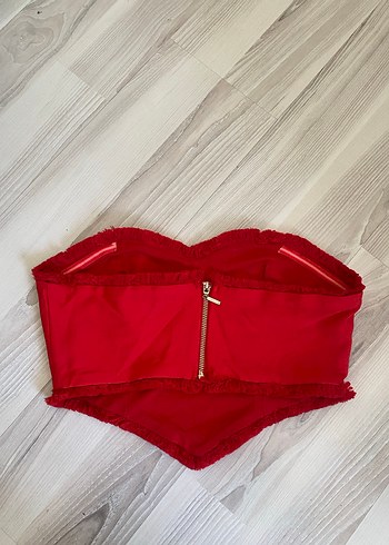 Kırmızı Straplez Mini Büstiyer - Görsel 3