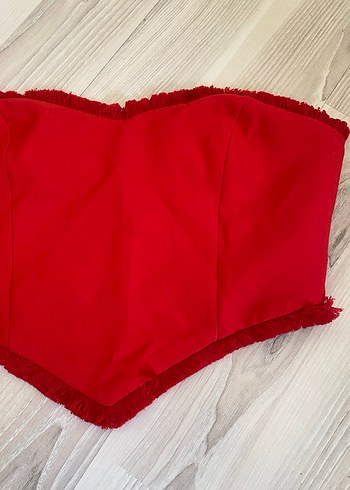 Kırmızı Straplez Mini Büstiyer - Görsel 2