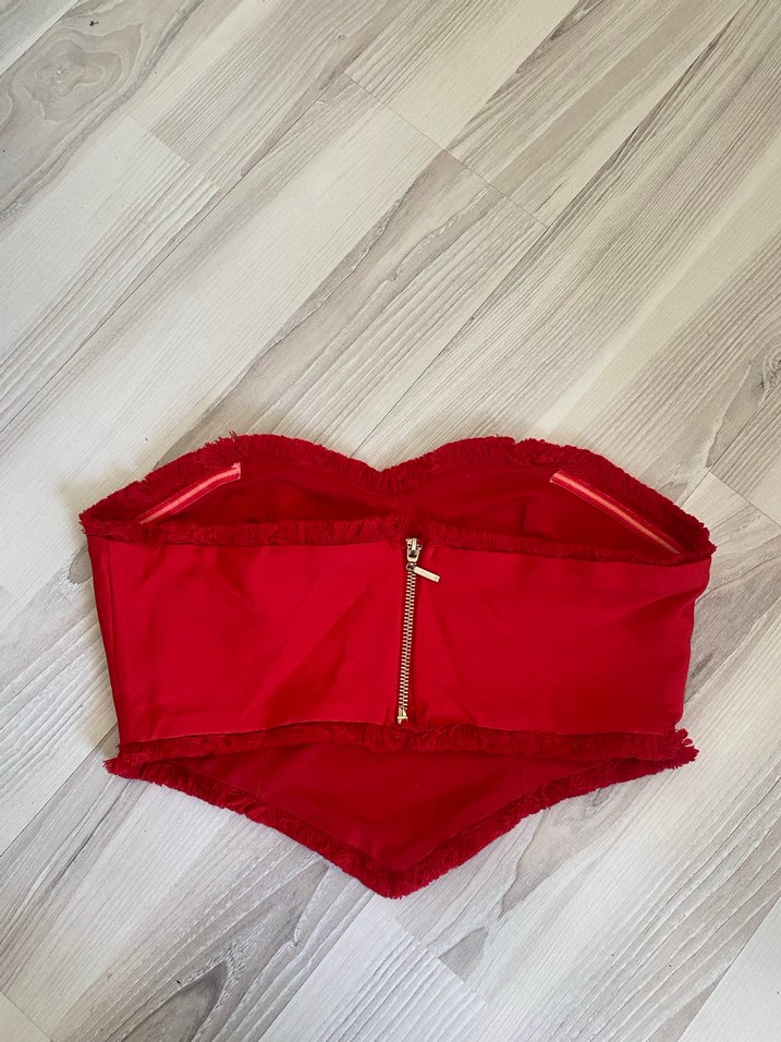 Kırmızı Straplez Mini Büstiyer - Görsel 3