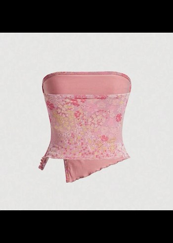 Pembe Dantel Detaylı Straplez Büstiyer - Görsel 2