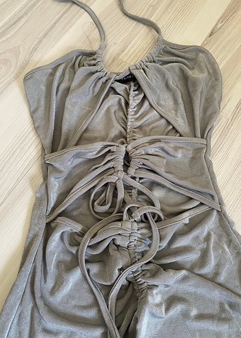 Gri Strappy Midi Monokini Kadın - Görsel 3