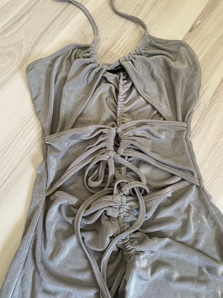 Gri Strappy Midi Monokini Kadın - Görsel 3