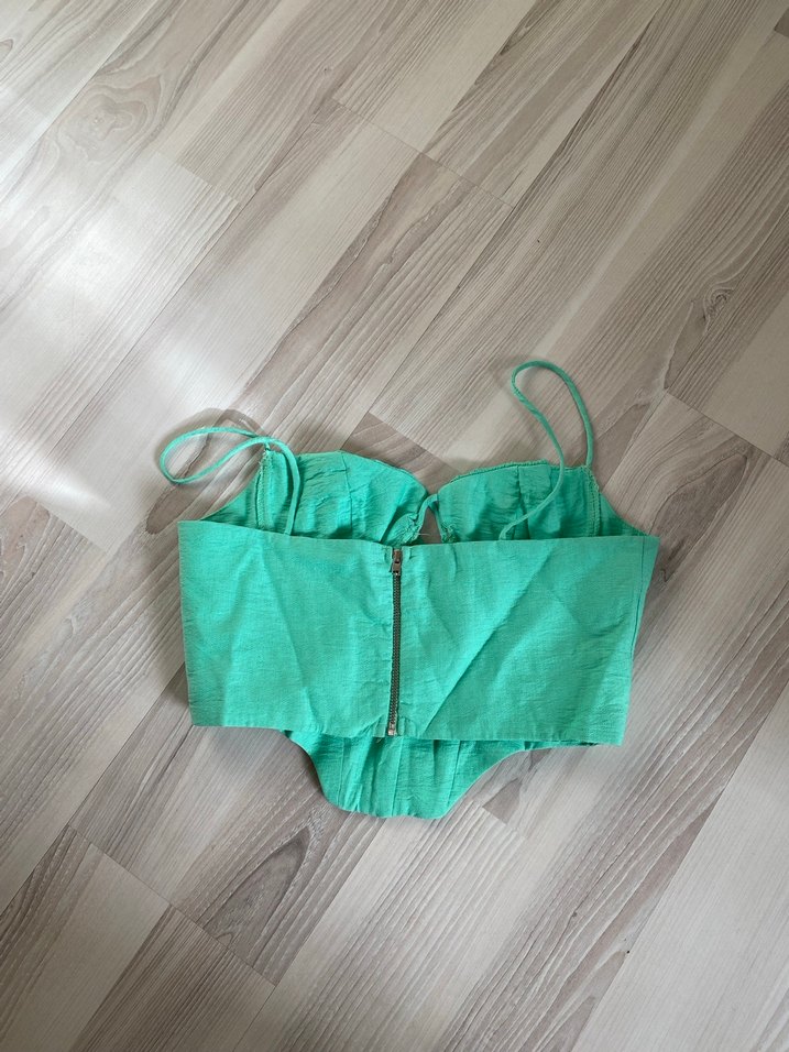 V yaka turkuaz mini büstiyer - Görsel 5