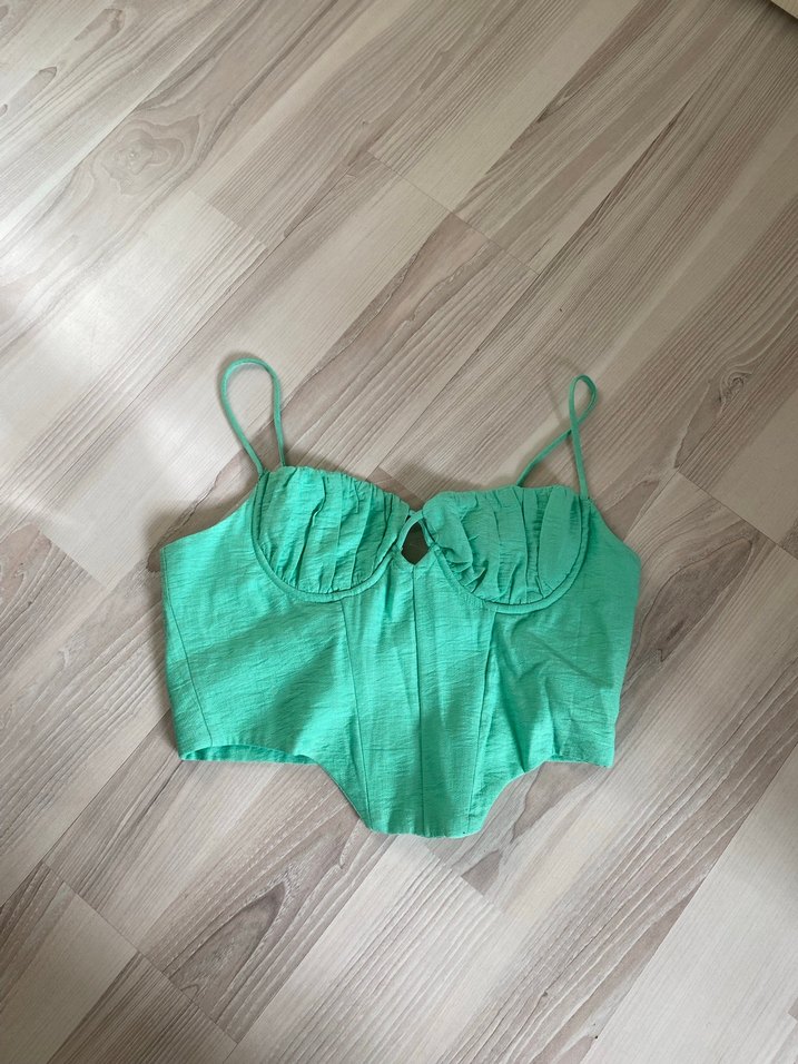 V yaka turkuaz mini büstiyer - Görsel 4