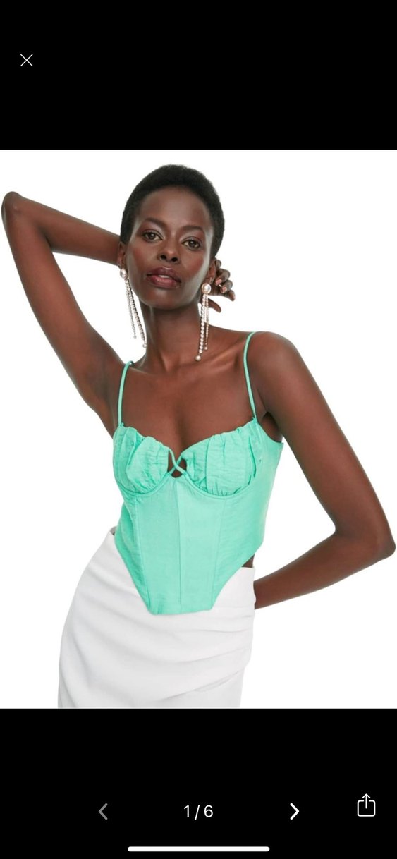 V yaka turkuaz mini büstiyer - Görsel 2