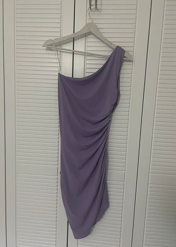 Zara New Arrivals - Mor Drapeli Tek Omuz Elbise