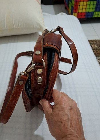 Beden kahverengi Renk Kahverengi Vintage Deri Kadın Çanta