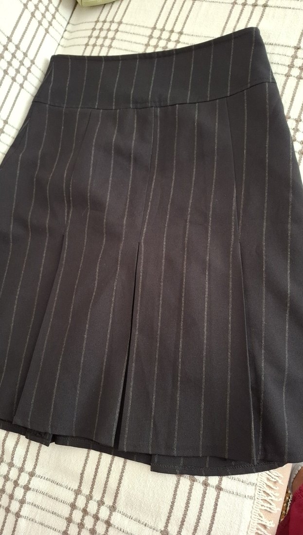 Piliseli Siyah Midi Hamile Etek - Görsel 4