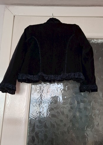 Siyah Süet Kız Bolero Kürklü Detaylı - Görsel 2