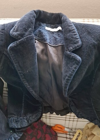 Siyah Süet Kız Bolero Kürklü Detaylı - Görsel 3