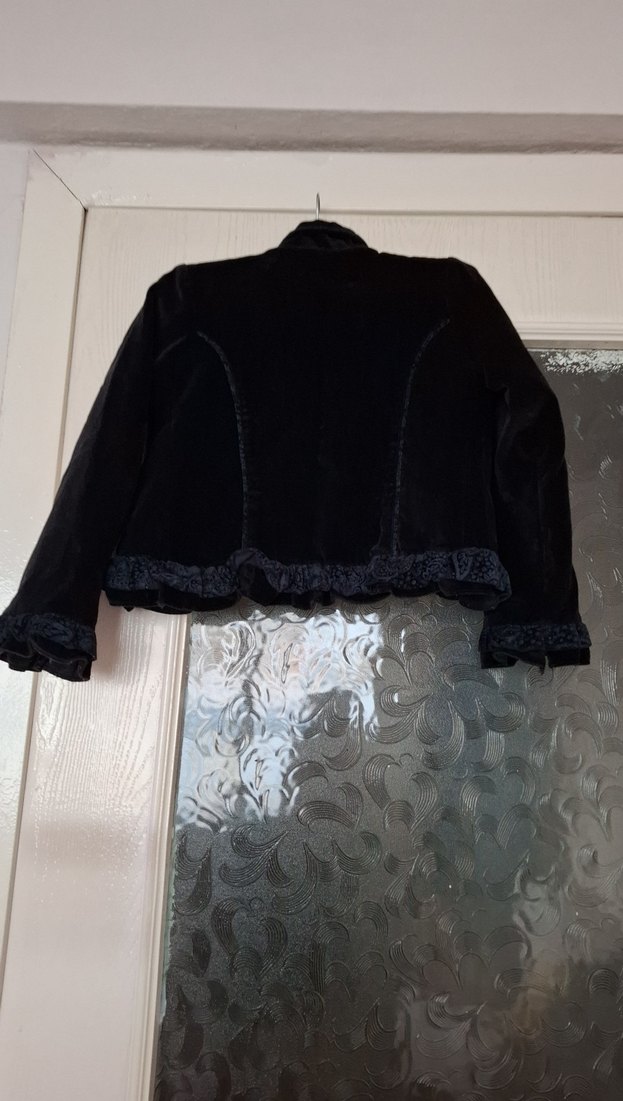 Siyah Süet Kız Bolero Kürklü Detaylı - Görsel 2