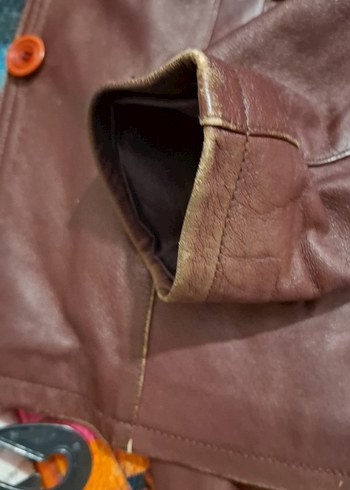 Bordo Deri Kadın Ceket, Düğmeli, Günlük - Görsel 7