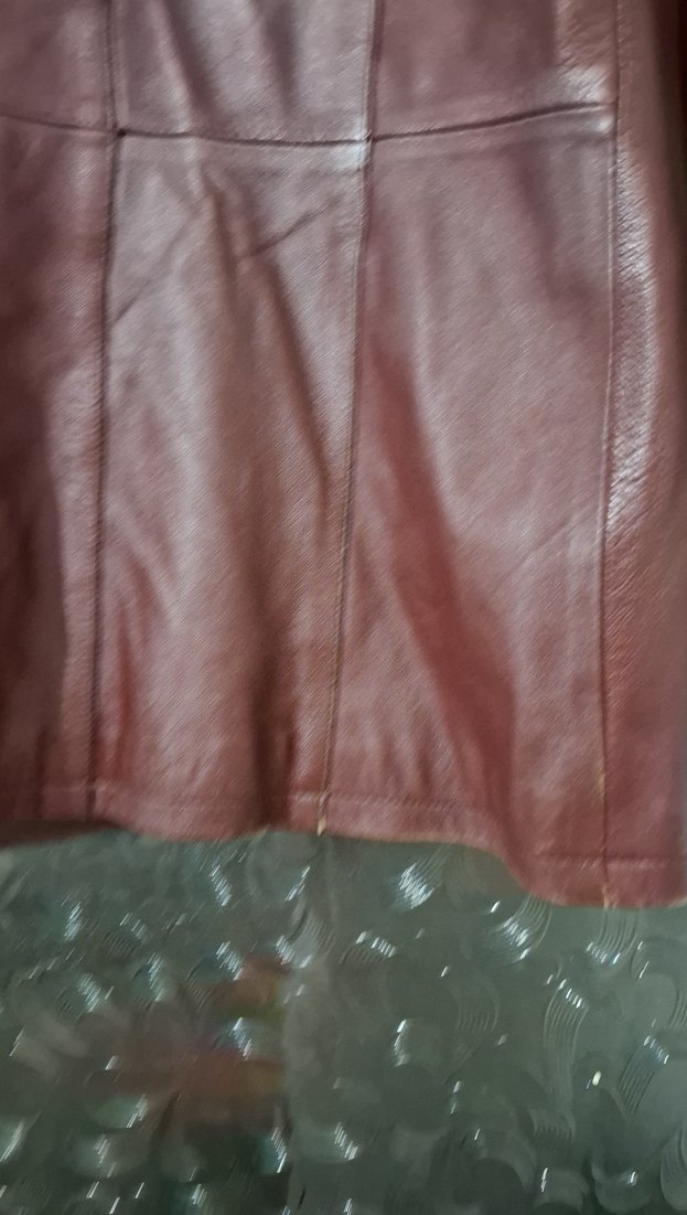 Bordo Deri Kadın Ceket, Düğmeli, Günlük - Görsel 4