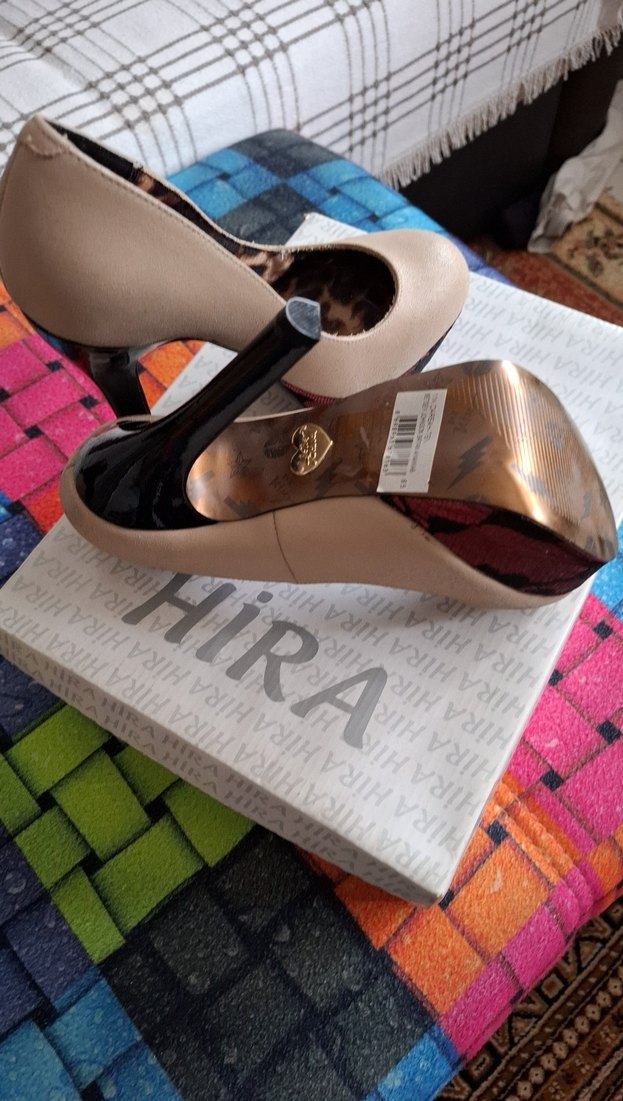 Leopar Desenli Bej Platform Topuklu Stiletto - Görsel 4