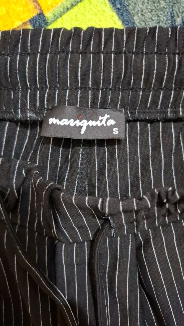 Kadın Siyah Çizgili Keten Pantolon - Görsel 4