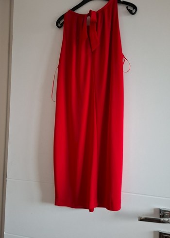 Kırmızı Midi Drapeli Kolsuz Abiye Elbise - Görsel 3