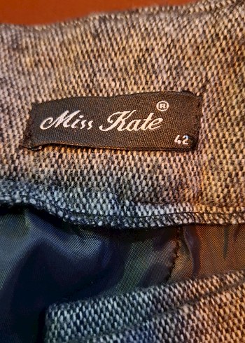 Kadın Gri Yün Kumaş Kemerli Pantolon - Görsel 6