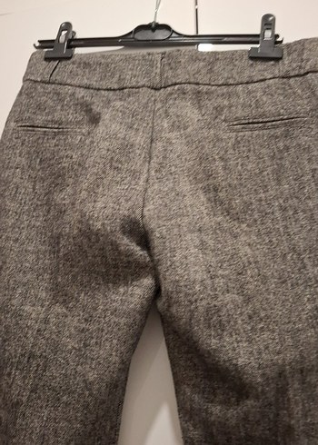 Kadın Gri Yün Kumaş Kemerli Pantolon - Görsel 4